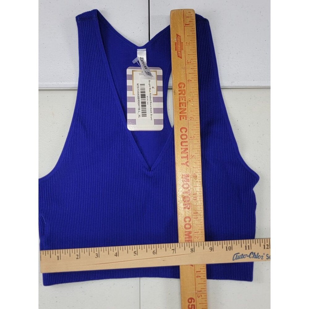 Zenana Racerback Brami Top Bright Blue Ribbed Sleeveless V-Neck Womens L/XL - Picture 8 of 8